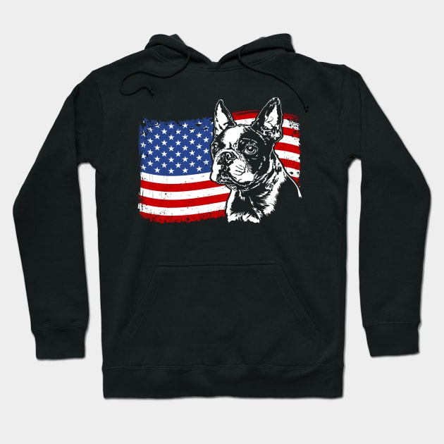 Proud Boston Terrier American Flag patriotic dog Hoodie by wilsigns